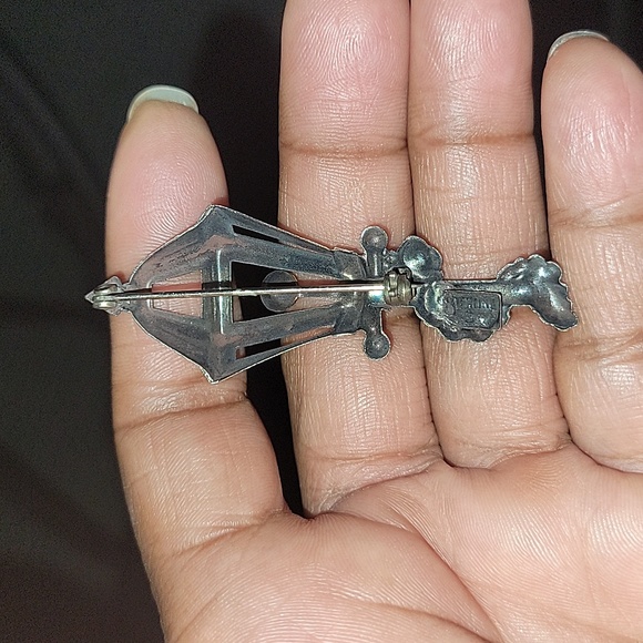 1950s LANG STERLING Lantern BROOCH Pin - Picture 2 of 4